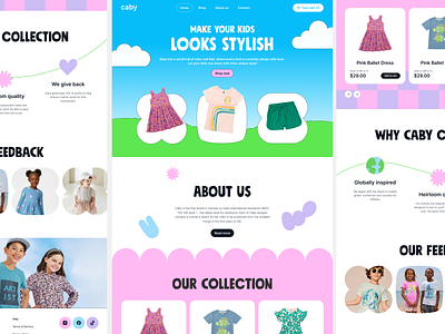 Children's clothing website creative illustration ui uiux web design website