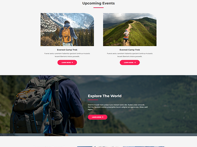 Adventure Website Landing Page Design css html javascript landing page ui web design wordpress worpress developer