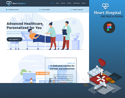 Heart Hospital One-Page Website figma one page ui website