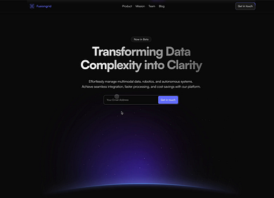 Fusiongrid dark framer landing minimal ui web website
