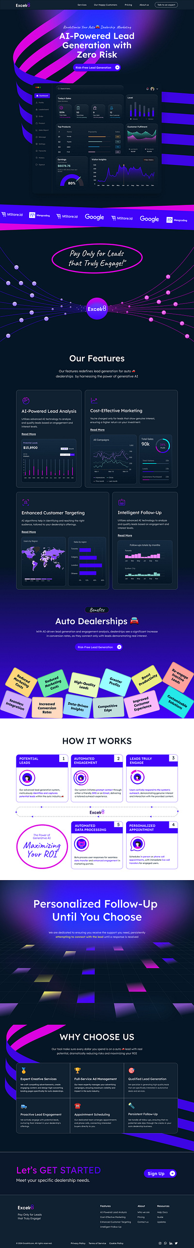 AI Lead Generation for Auto Dealership - Landing Page Design ai technology ai website dark mode minimal design ui web web design