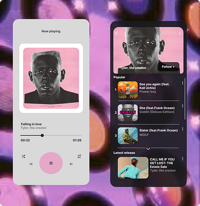TYLER , THE CREATOR IS MY FAVOURITE SINGER mobile music ui