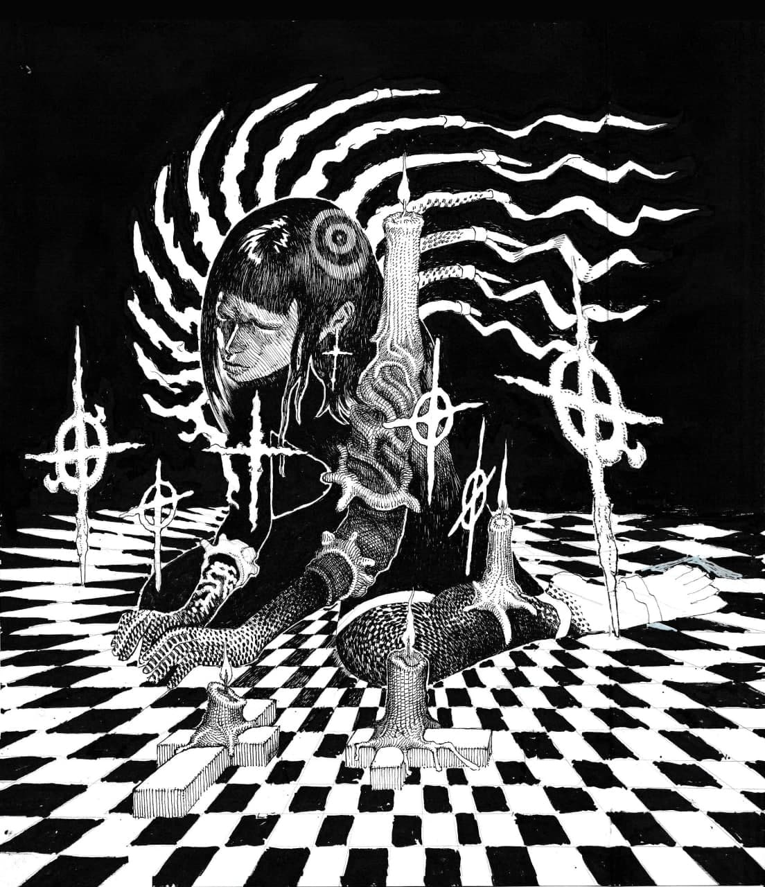 CHESS illustration series dark art illustration ink lineart manga