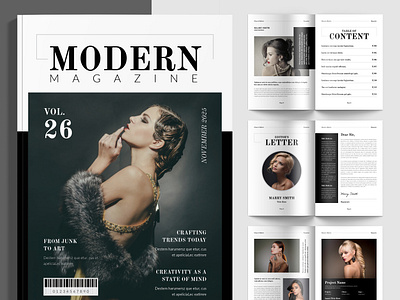 Clean & Modern Magazine Design Template a4 agency brochure clean magazine creative magazine design editorial design fashion magzine graphic design magazine design magazine template modern magazine travel magazine