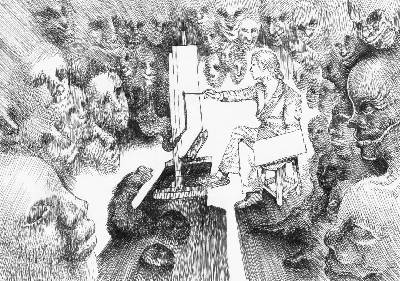 SELF-PORTRAITS comics dark art graphic design illustration ink line art lineart manga