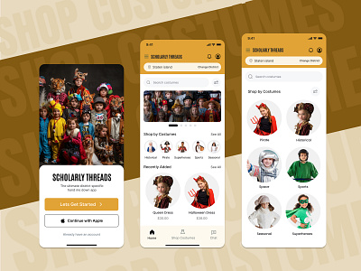 Shop Costumes for Kids - UI.UX Design costume app design fashion app ui mobile app ui mobile ui ui ux