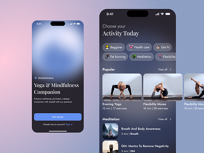 MainMotion - Concept UI for yoga app android app application con design ios mobile native app ui uiux design yoga