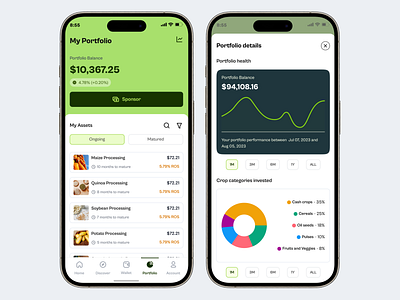 Agro Investment Portfolio app mobile ui design