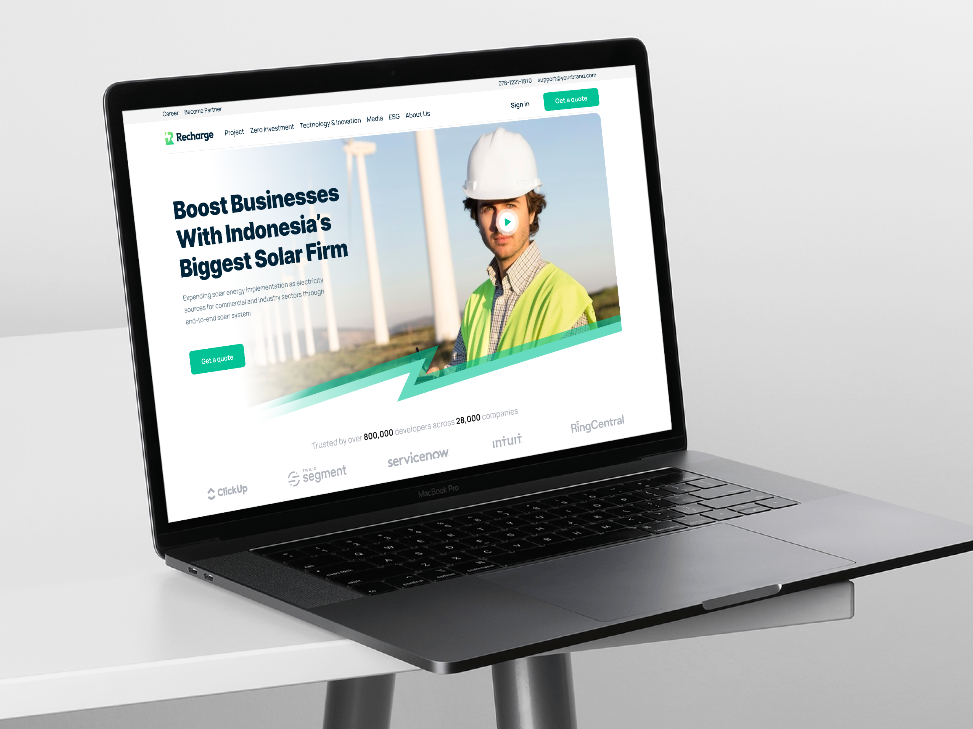 Recharge - Energy Company Website Design company constructio corporate eco web energy homepage industry landing page manufacture renewable energy solar power technology web design webdesign