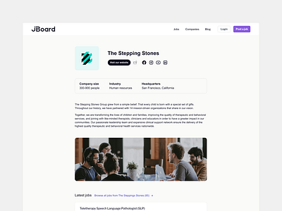 Jboard.io company page company companydetails companypage illustration interface jboard.io jobboard ui uidesign ux uxdesign whitelabel