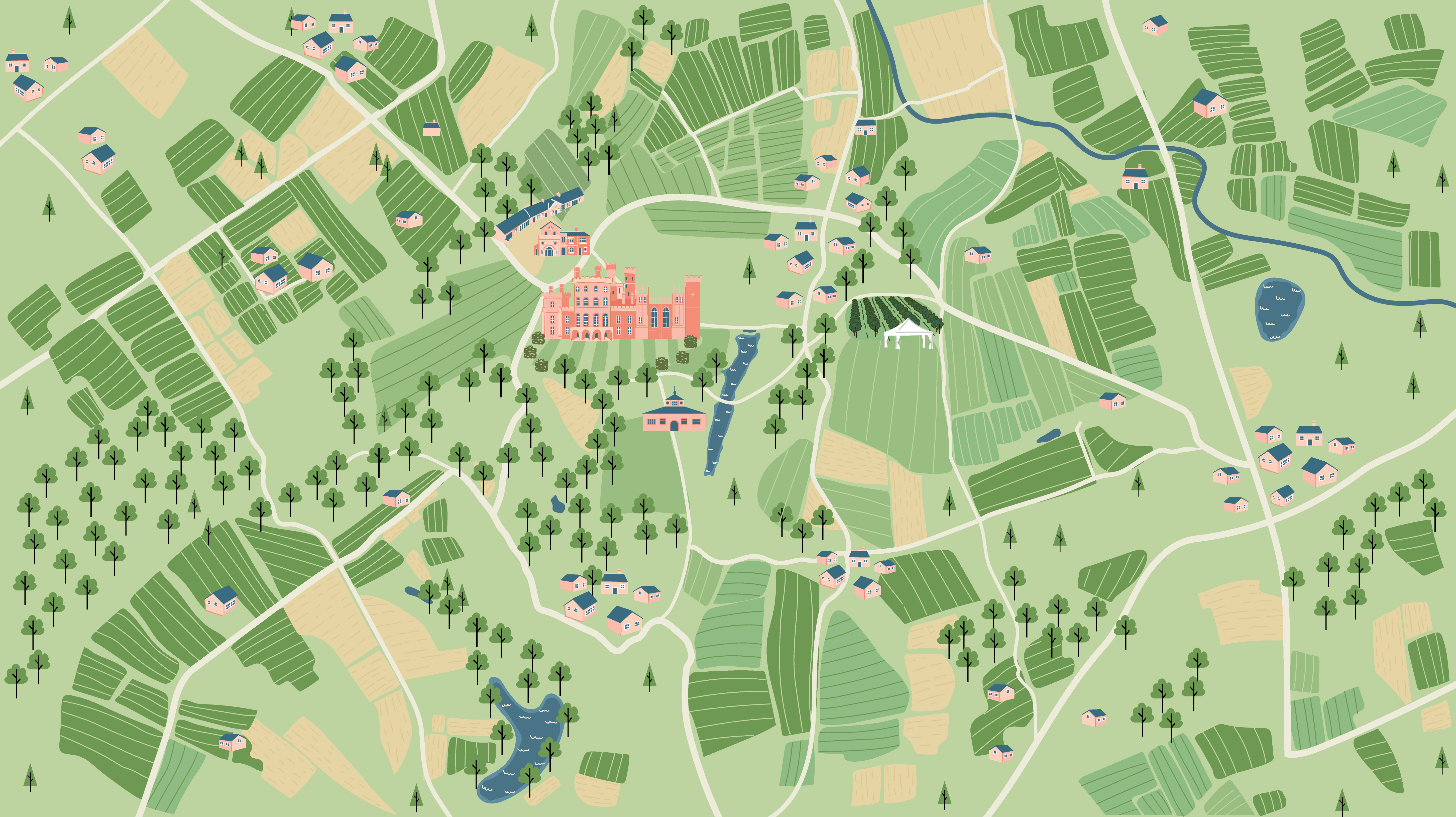 Belvoir Castle Estate travel map cartoon map castle destination map farm map fun map hand drawn map holiday map illustrated map map map guide map illustration mapping tourist guide tourist map travel guide travel map wedding map