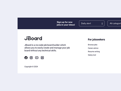 Jboard.io jobboard footer design branding footer footerdesign jboard jobboard logo minimal socialicons ux