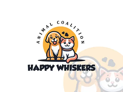 Cat and dog animal cartoony cat dog lovers mascote minimal