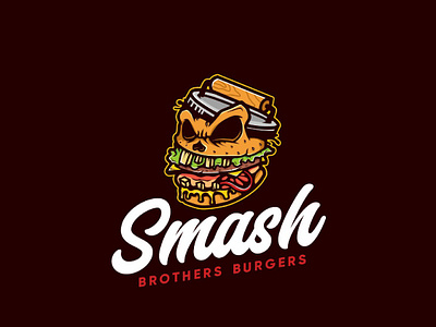 Smash Brothers Burgers burger logo cartoony mascot minimal smash logo vintage