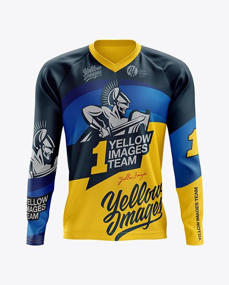 Free Download PSD Men’s MTB Trail Jersey LS mockup (Front View) by