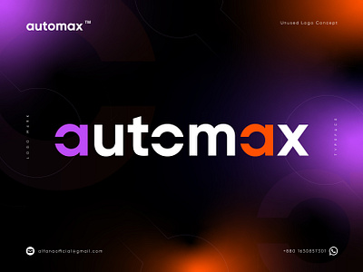 automax - Logo Design Concept auto automobile automotive blockchain brand identity branding car crypto currency lettermark logo logo design logo identity logotype modern logo token typography vehicle wallet wordmark