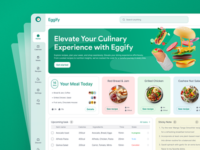 SaaS Food Dashboard - Meal Planner Eggify daily dashboard dashboard ui food food dashboard meal monthly planner saas saas dashboard ui ui design uiux ux ux design weekly