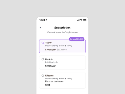 Subscription UI app Screen app design app screen clean ui ios app price app subscription subscription app ui ui app ui design