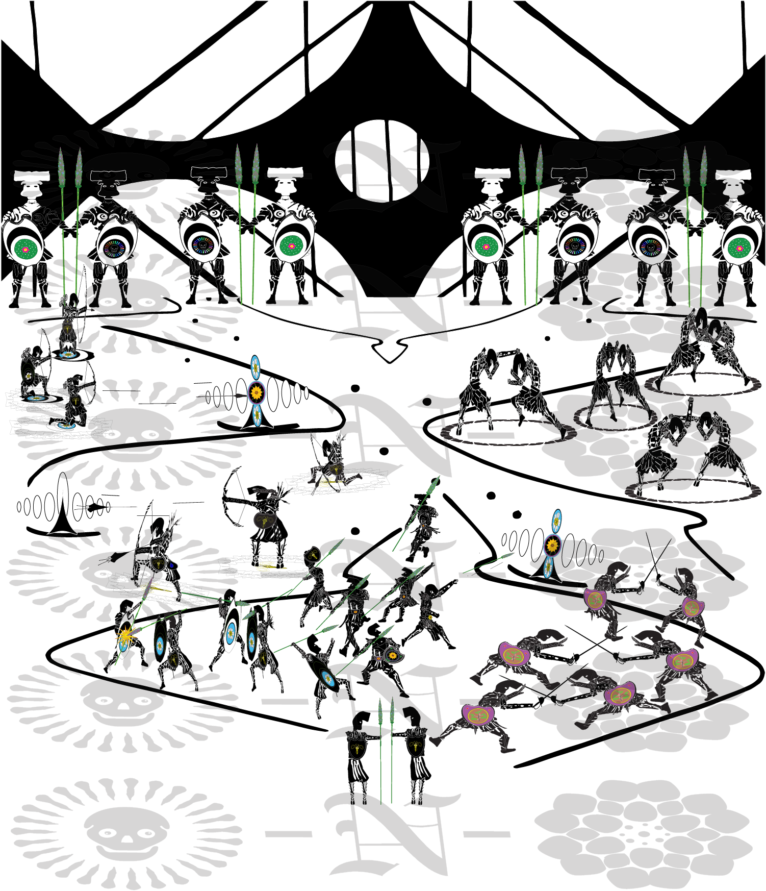 Training Grounds: Lancers, Archers, Boxers & Fencers animation branding creative design graphic design illu illustration logo vector