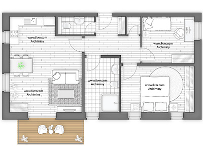 Floor plan design for architecture and real estate 2d floor plan 2d rendering archiminy architecture floor plan commercial design floor plan floor plan layout house floor plan illustration open floor plan photoshop rendering residential design