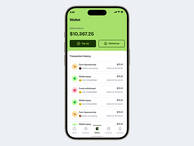 Wallet Information app mobile ui design