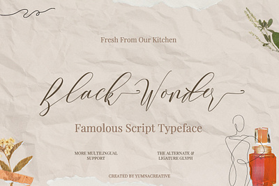 Introducing Black Wonder - Script Font authentic beauty brand design fancy fashion feminime font handwritten logo model old script signature typeface vintage