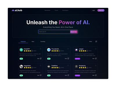 AI.Hub-Unleash the Power of AI. All in One Place | Landing Page figma landing page ui web page