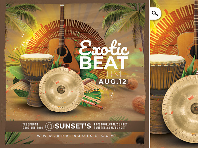 Exotic Beat Time Flyer Template festival full moon