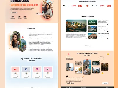 Web design for travel influencer. landingpage ui webdesign