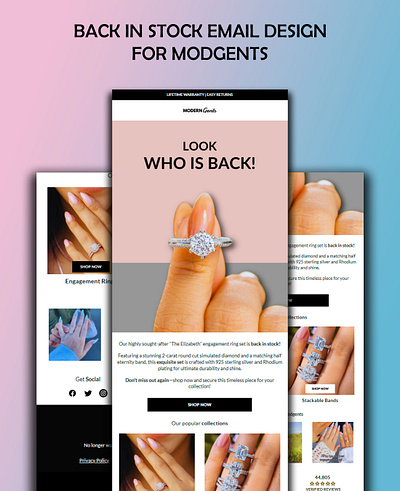 Back in stock email design for a Jewelry Brand branding design email email campaign email campaign design email design graphic design klaviyo klaviyo campaign klaviyo email klaviyo email design klaviyo email marketing