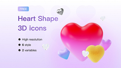 heart shape 3D icons 3d heart icon like