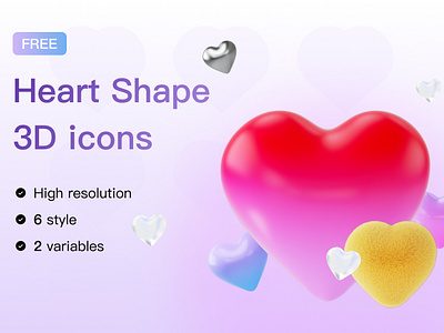 heart shape 3D icons 3d heart icon like