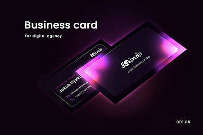 Business card design for digital agency - 3minds 3minds 3minds.studio business business card card futuristic glow graphic design modern purple startup ui