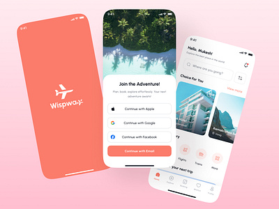 Wisp Way - Traveling, Stay Booking& Tickets Booking. ai app ui travel app ui ui visual design