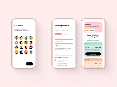 Babysitter registretion babysitting form graphic design light mobile nanny pastel colors pink registration sign up ui web design webflow