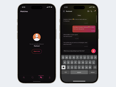 'esbabi Matched Conversation app ui ui design