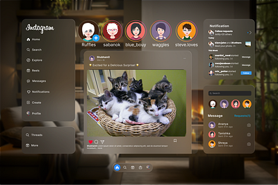 Spatial Design - Instagram apple vision pro ar augmented reality clean design design hire instagram spatial design instagram ui virtual reality vision pro vr