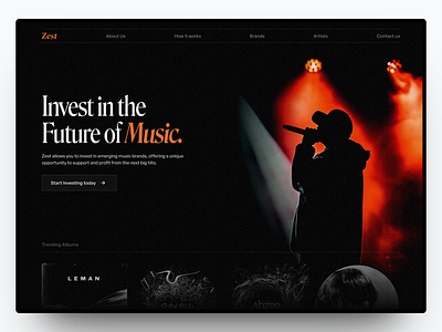 Zest - Website Design audio branding design graphic design investing landing page music ui web design website