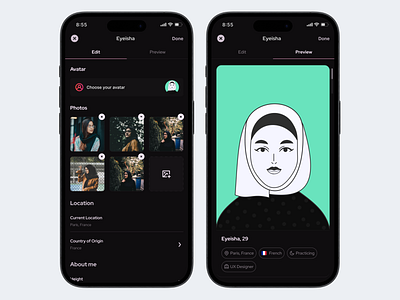 'esbabi Dating - Personal Profile app mobile ui design