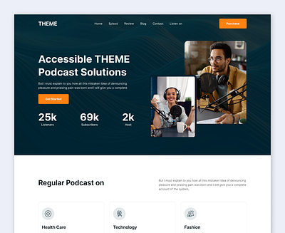 A Landing page For a Podcast Agency branding graphic design landing page templete ui ux web landing page web templete website