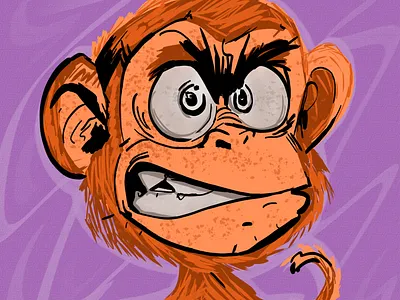 Cartoon Monkey Angry Grin illustration