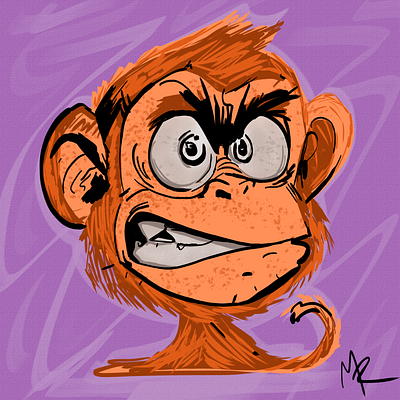 Cartoon Monkey Angry Grin illustration