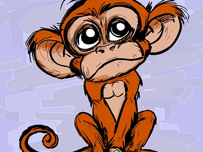 Cartoon Monkey Sad illustration