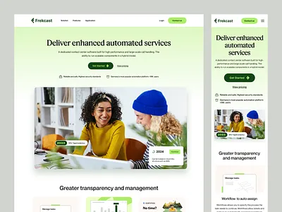 SaaS website - contact center solutions 2024 ai automation branding call center chat contact center design email marketing landing page minimal omnichannel support saas social media trendy typography ui ux web website