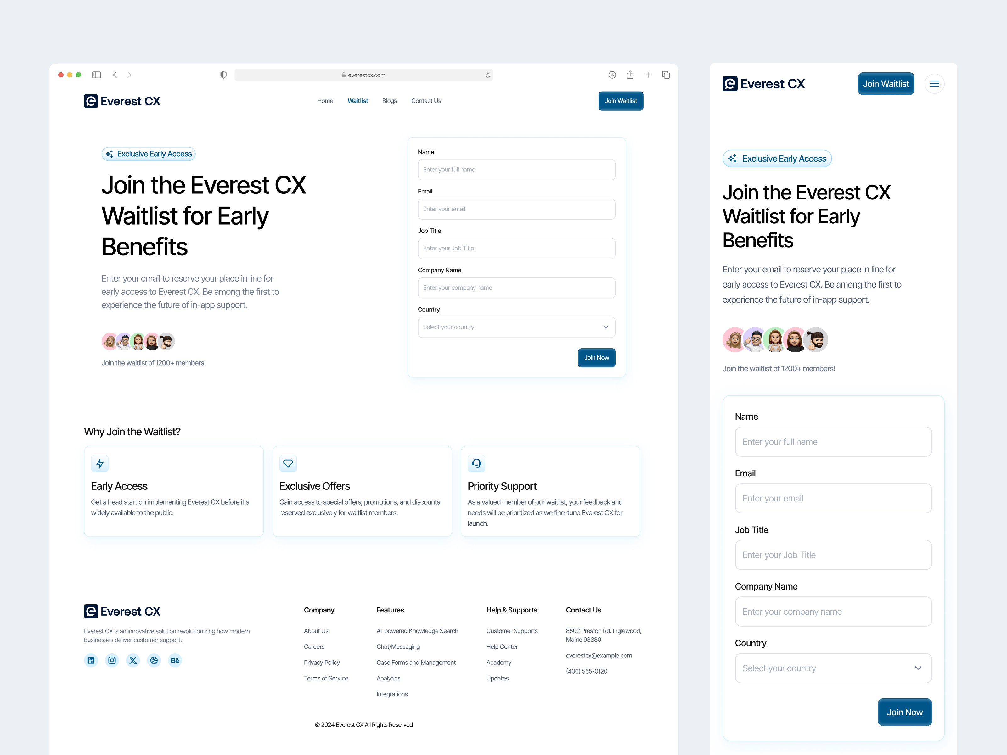 Everest CX - Waitlist design figma landingpage saas ui uidesign waiting list waiting list website waitlist waitlist saas web webdesign website website design