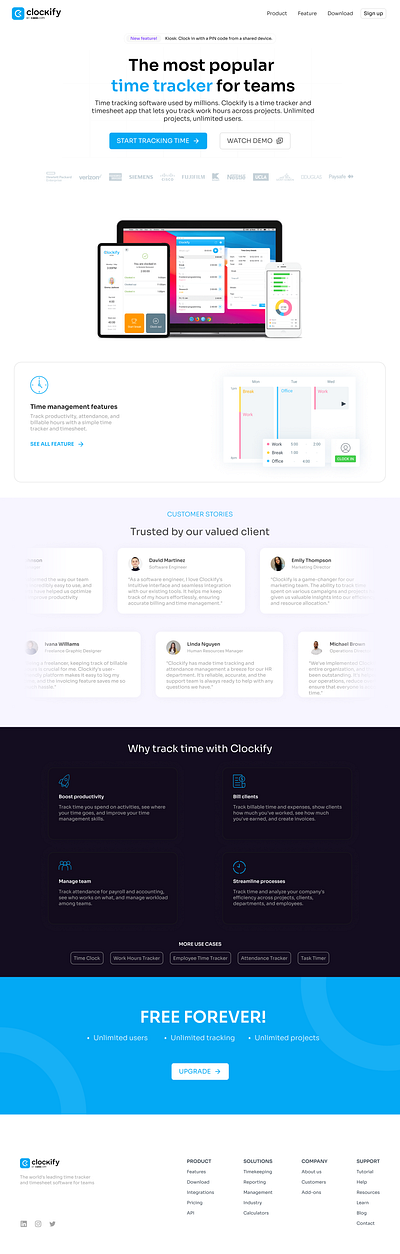 Clockify Redesign ui web webdesign