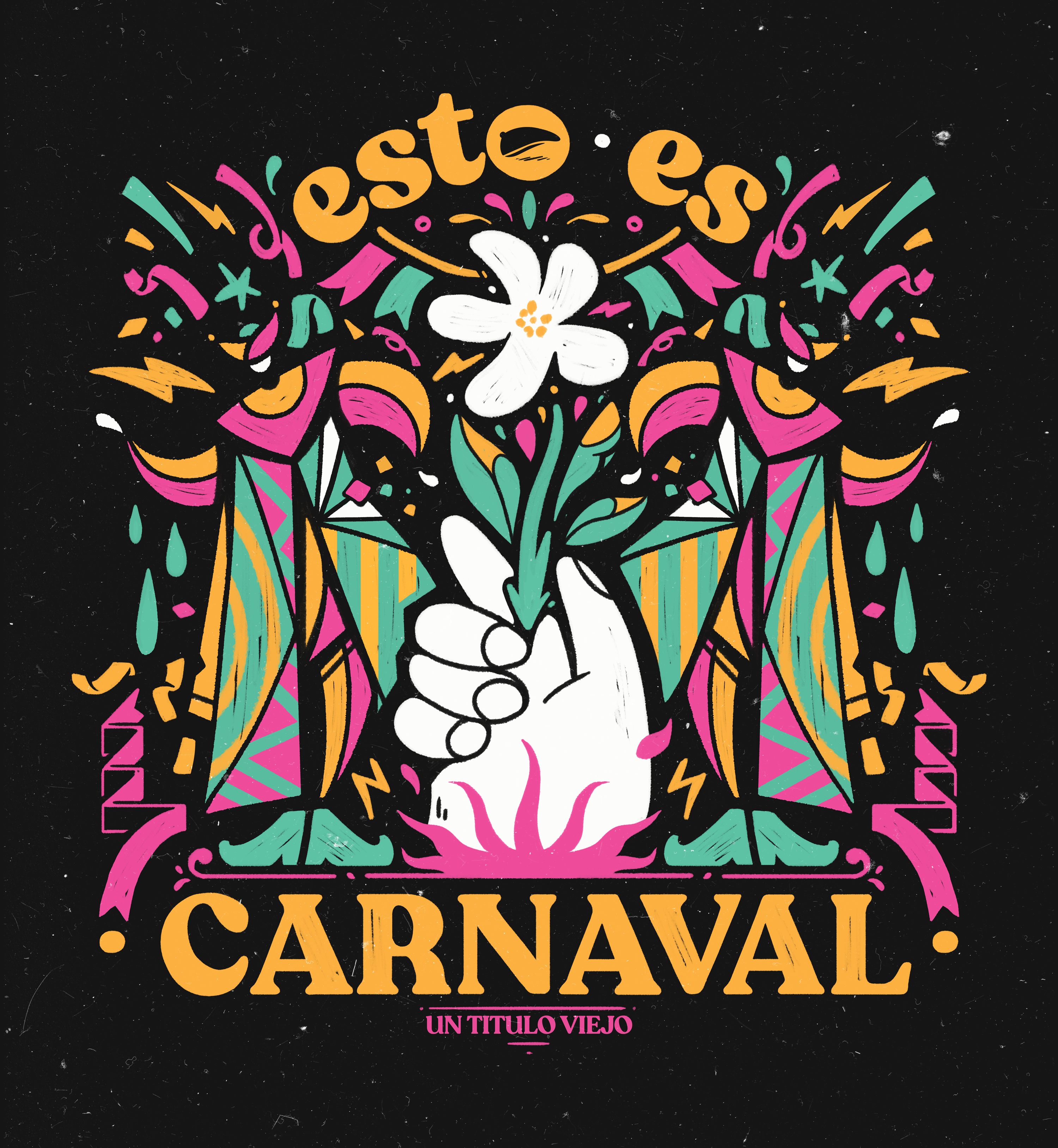 Esto es Carnaval - Un Titulo Viejo carnaval character design fill flower hand illustration logo minimal murga shapes simple sun uruguay