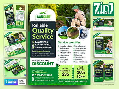 Quality Landscaping Fully Marketing Material Bundle Canva Templa social media banner