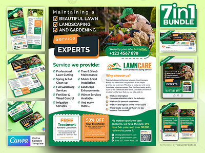 Lawn and Landscaping Service Fully Marketing Material Bundle Can