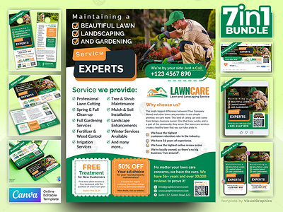 Lawn and Landscaping Service Fully Marketing Material Bundle Can